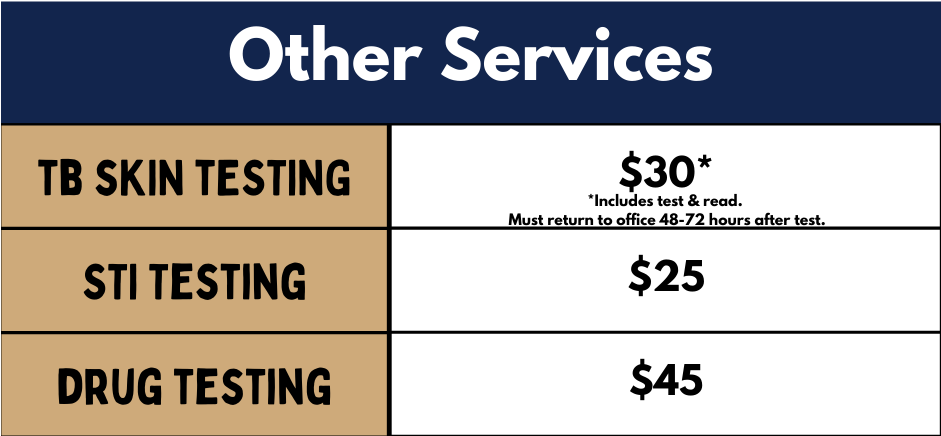CCHD Service Pricing Table